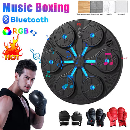 Music Boxing Machine Boxing Reaction Wall Target Type C USB Charging Music Boxing Puncher Adjustable with Gloves for Kids Adults