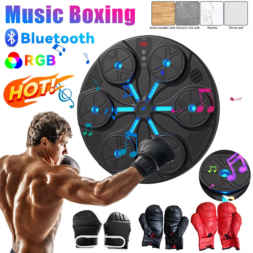 Music Boxing Machine Boxing Reaction Wall Target Type C USB Charging Music Boxing Puncher Adjustable with Gloves for Kids Adults