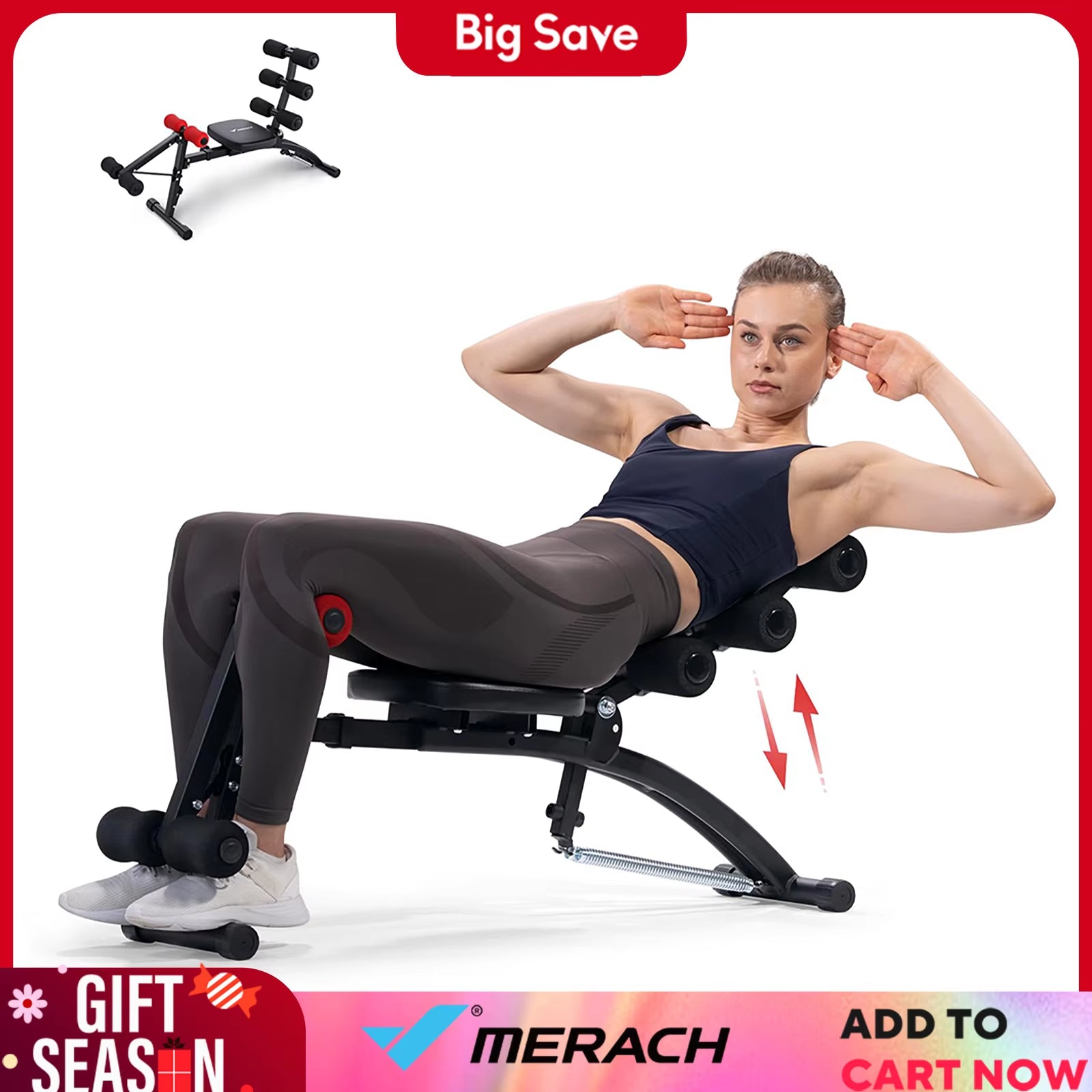 Ab Machine Multi-Functional Adjustable Ab Trainer Workout Bench for Home Gym Sit up Machine for Abdominal Exercise Chair