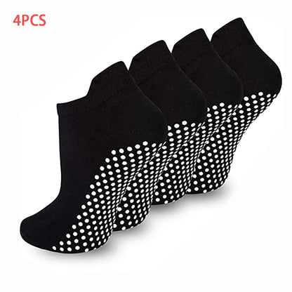 EASTIN 4 Pairs Non Slip Grip Socks Yoga Pilates Hospital Socks Sticky Grippers for Men Women