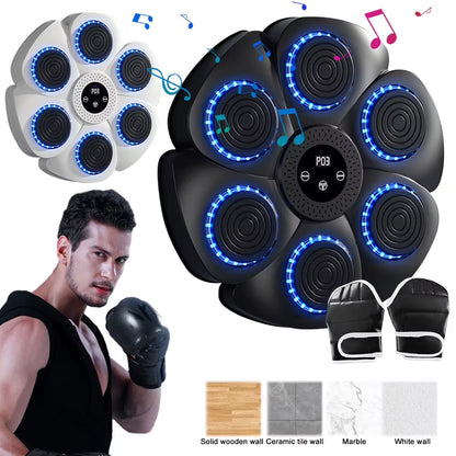 Music Boxing Machine Boxing Reaction Wall Target Adjustable Smart Bluetooth-Compatible Boxing Machine RGB Light for Home Workout