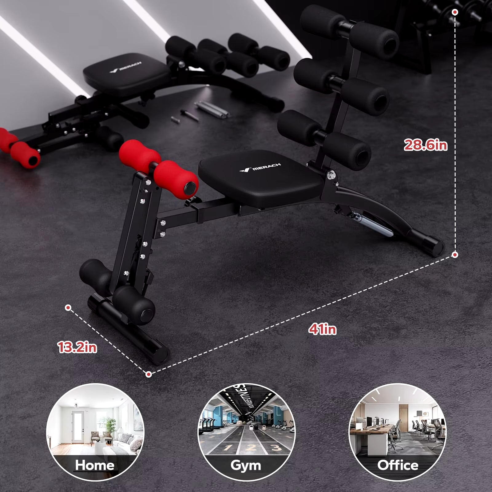 Ab Machine Multi-Functional Adjustable Ab Trainer Workout Bench for Home Gym Sit up Machine for Abdominal Exercise Chair