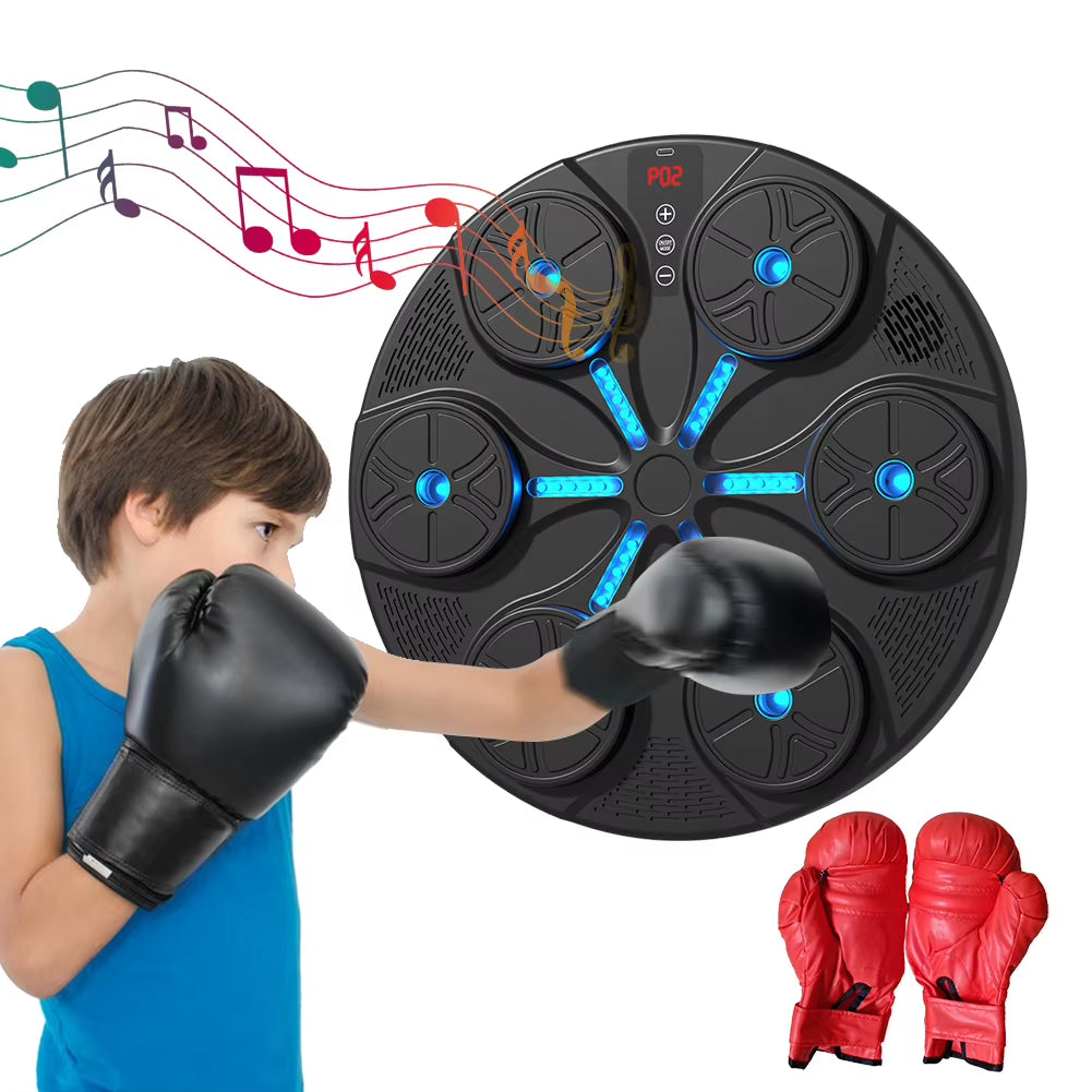 Music Boxing Machine Boxing Reaction Wall Target Type C USB Charging Music Boxing Puncher Adjustable with Gloves for Kids Adults