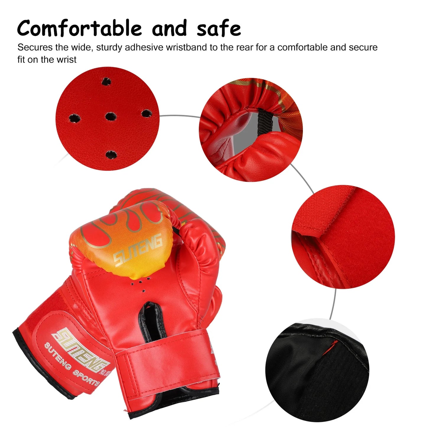 Teenager Boxing Gloves, Cartoon PU Leather Sparring Grapple Punch Training Gloves 3Oz, Fit 12 to 18 YR